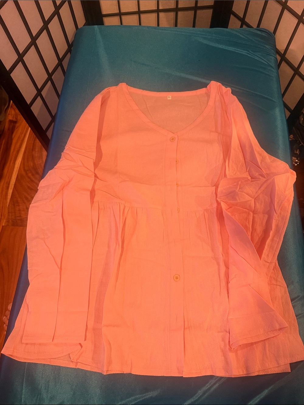 Xhilaration Coral Pink Button-Front V-Neck Tunic